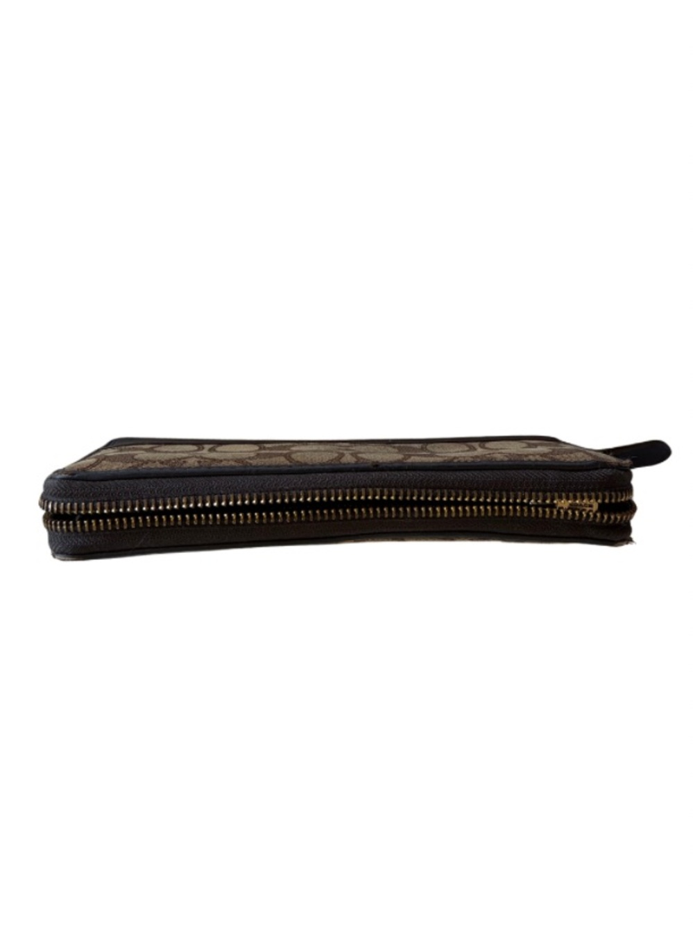 COACH Wallet Signature C Accordion Zip Around Continental Brown Tan Gold-Tone - Picture 5 of 16